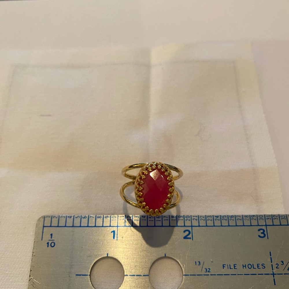 Genuine Ruby Gold Filigree Ring - image 1